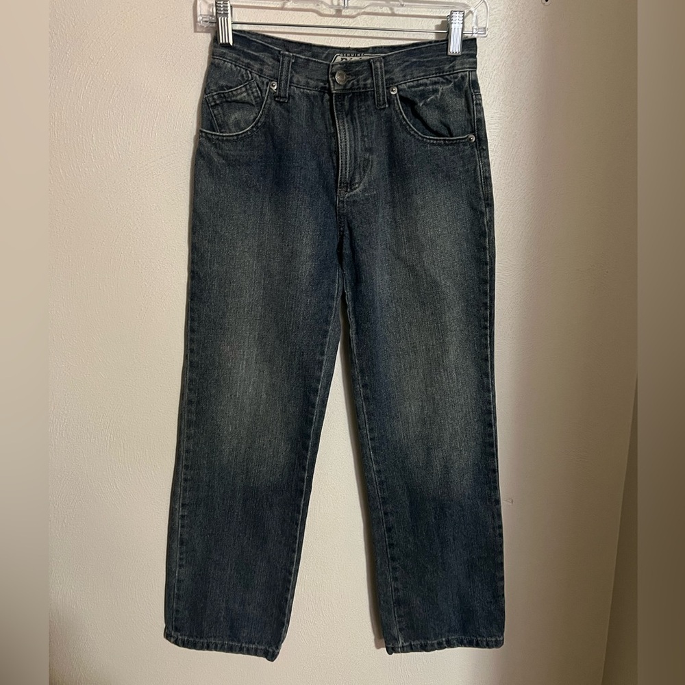 DICKIES Classic Straight Leg Jeans with Skull Patch Medium Wash Boy's Size 10